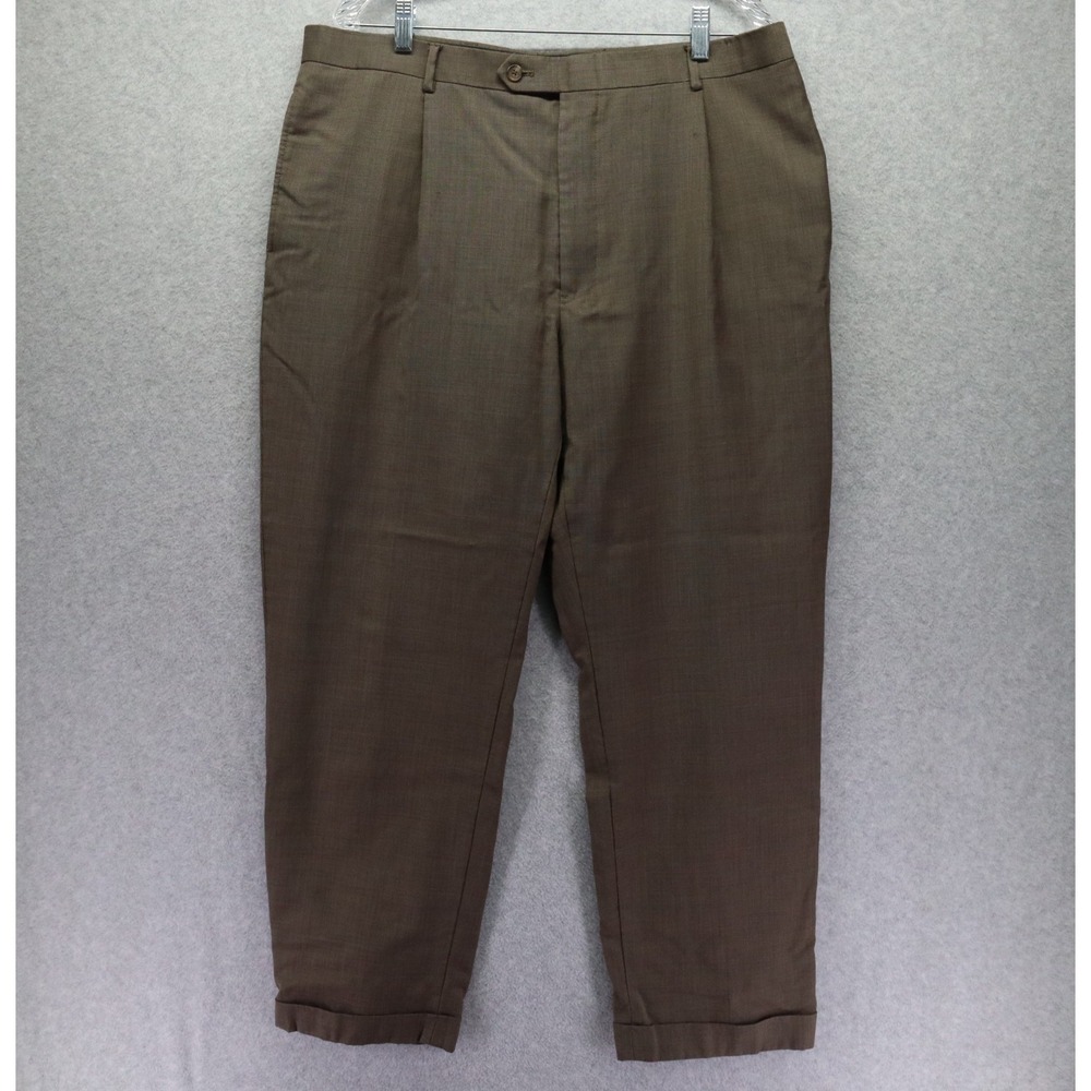 Axcess Pants Mens 38x30 Wool Dress‎ Suit Business Formal Cuffed Pleated Brown